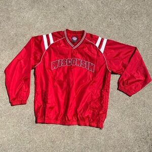 Vtg 90s Wisconsin Badgers Windbreaker Jacket G-III Pullover Red XXL NCAA Retro